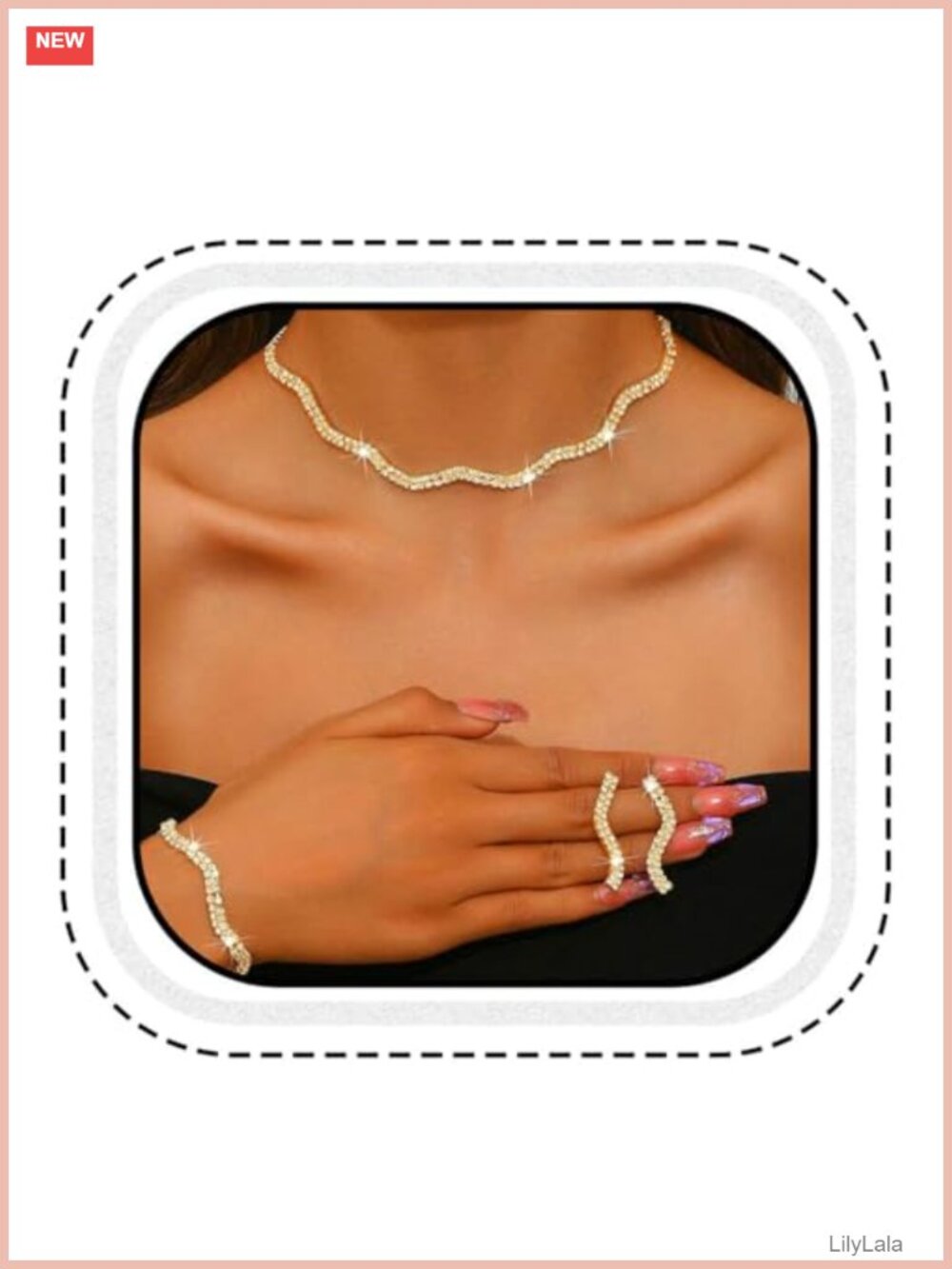 Rhinestone Crystal Bridal Wedding Jewelry Set Necklace Earrings Bracelet